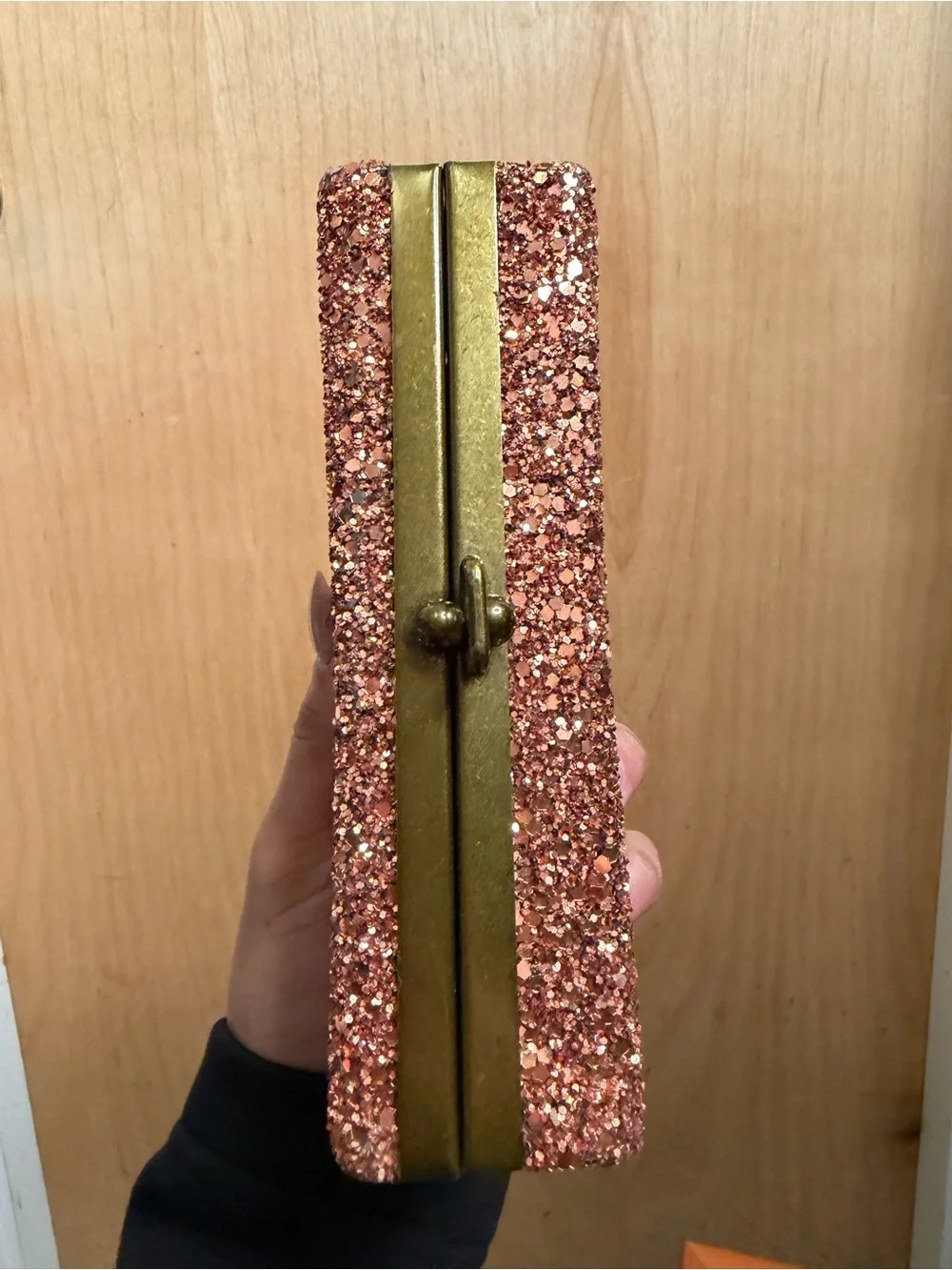 J.Crew Rose Gold Glitter Evening Clutch - Wedding Guest Glam